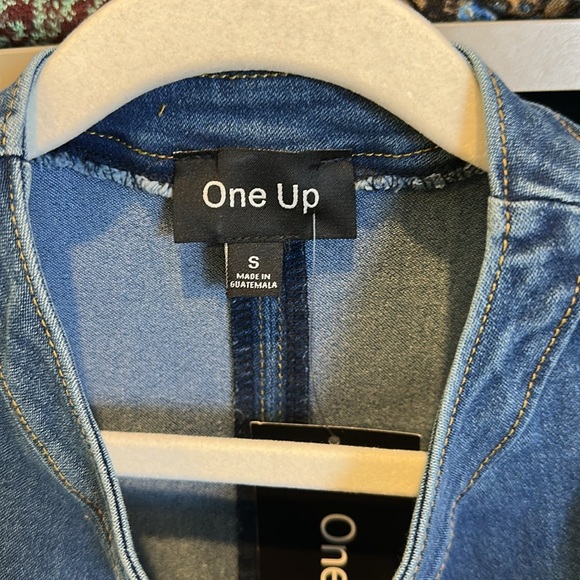 One Up blue button front denim vest size S NWT - Picture 2 of 3